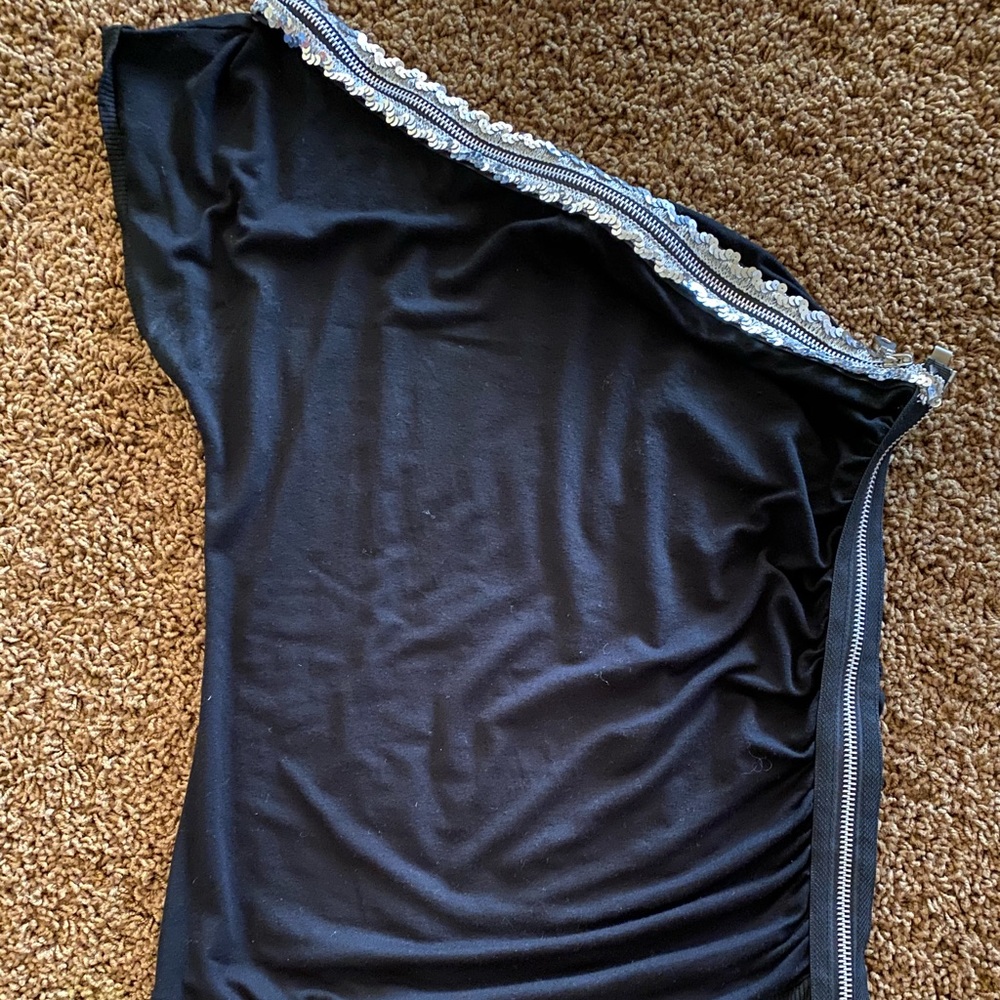One Shoulder Sequence Top With Zipper - image 1